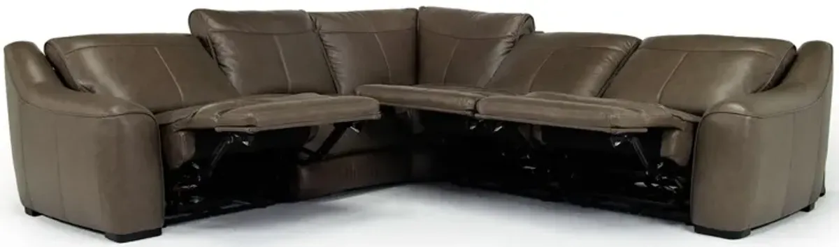 Mayflower 5 Piece 2 Power Sectional in Seville Umber