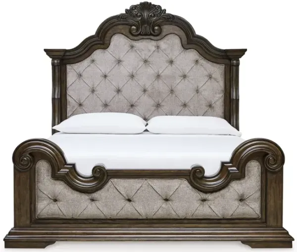 Maylee Upholstered Panel Bed in Dark Brown, Eastern King