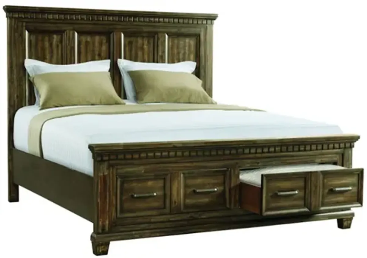 McCabe Storage Bed in Smokey Walnut, Queen