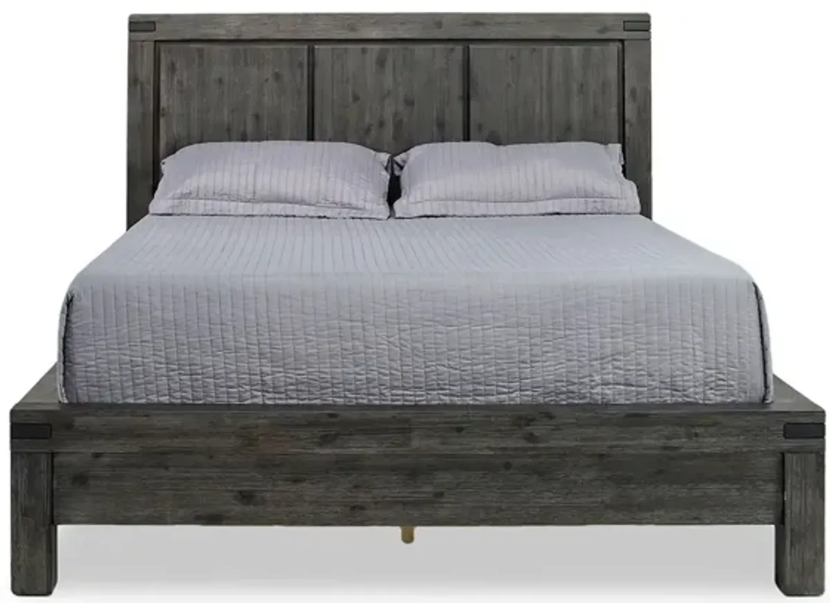 Meadow Panel Bed, Dresser & Mirror in Gray, CA King
