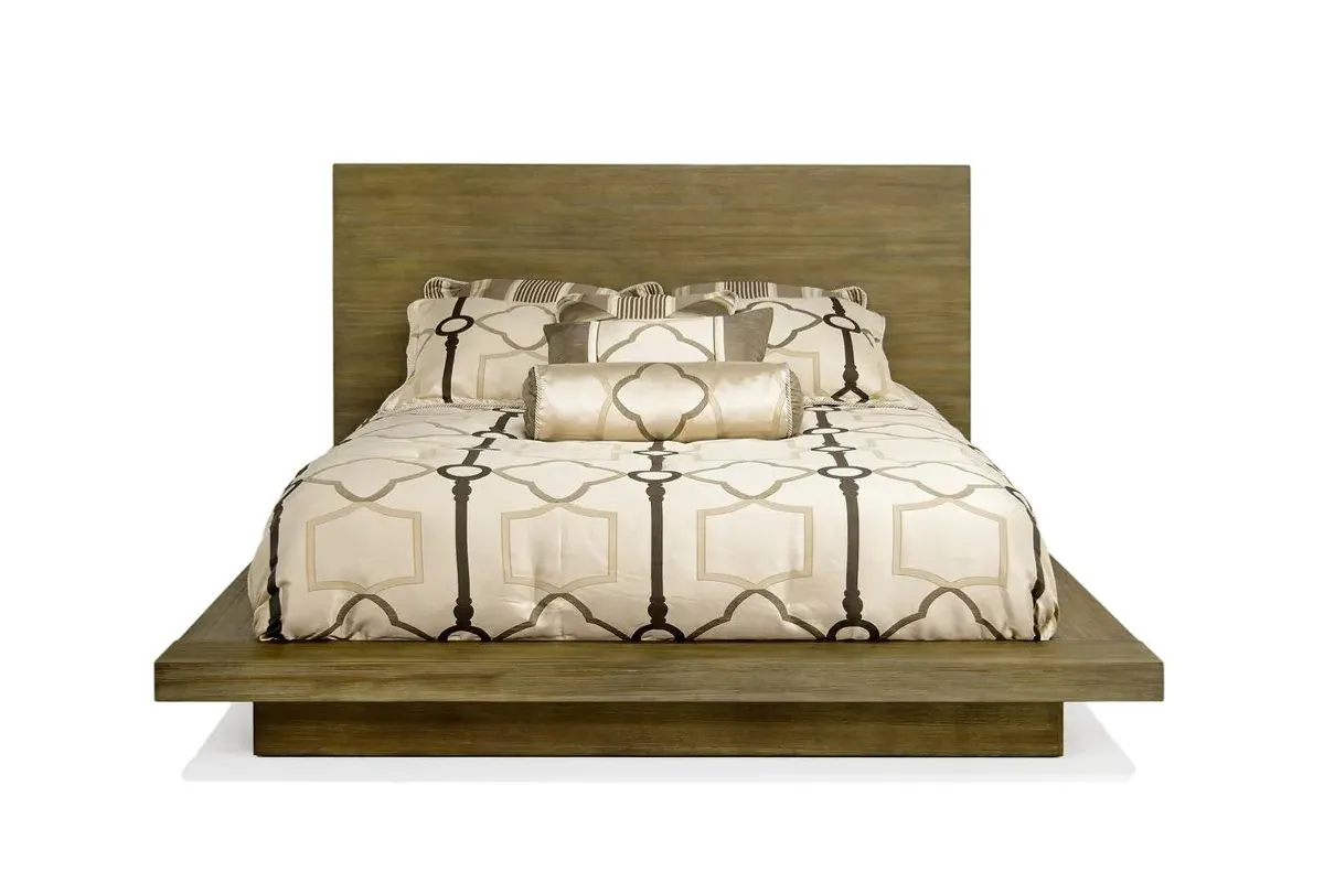 Melbourne Panel Bed, Dresser & Mirror in Brown Mel, CA King