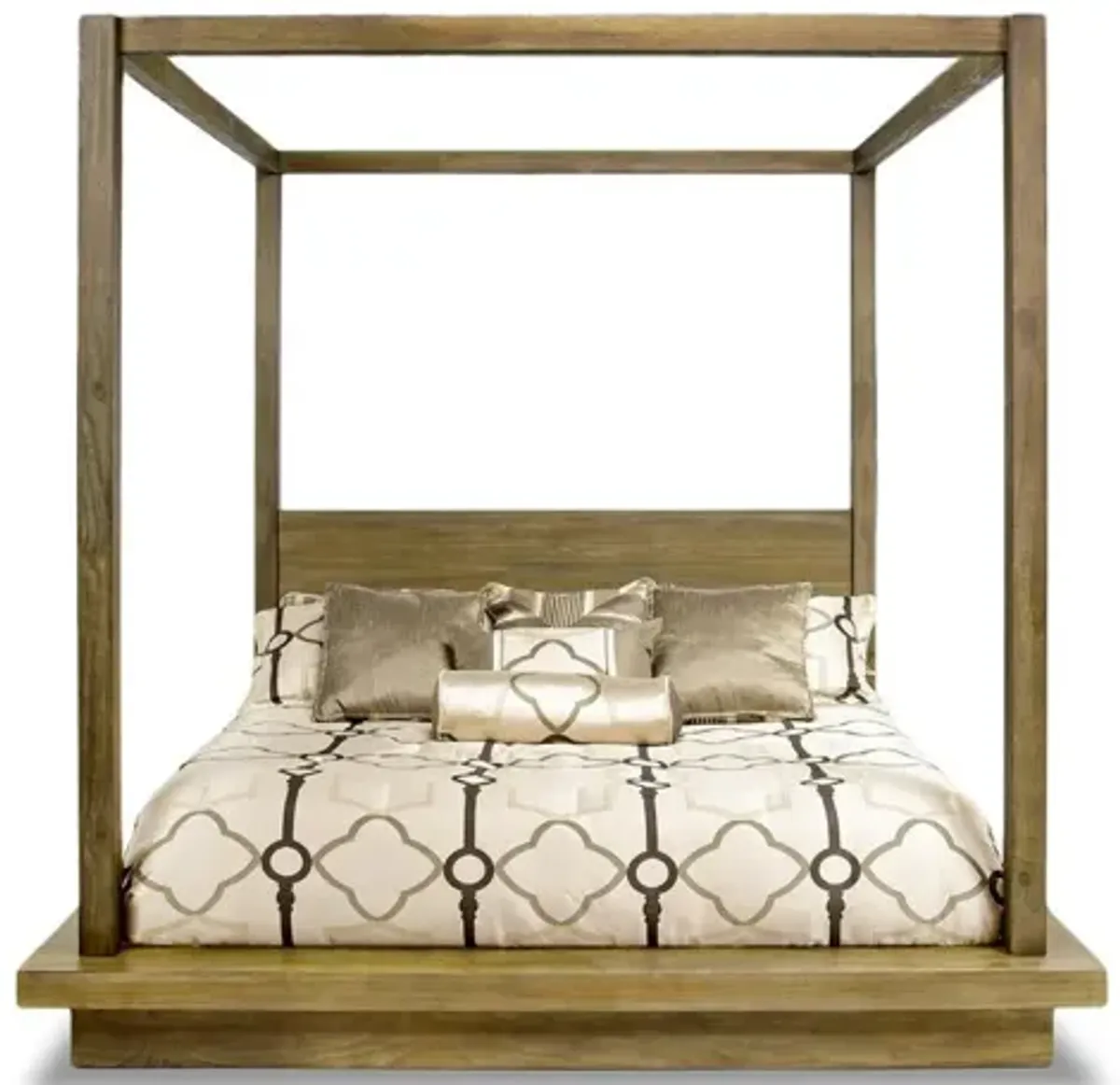 Melbourne Canopy Bed, Dresser, Mirror & Nightstand in Brown, Eastern King