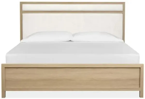 Merrifield Upholstered Bed, Dresser, Mirror & Nightstand in Pecan Sandy, Eastern King