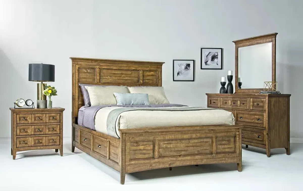 Bay Creek Panel Bed, Dresser, Mirror & Nightstand in Nutmeg, CA King