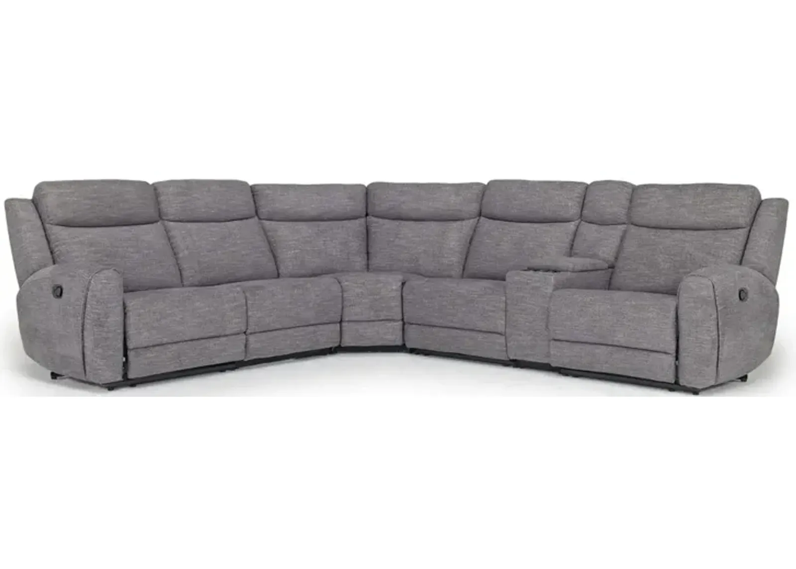 Mia 6 Piece Reclining Sectional w/ Armless Recliner in Gray