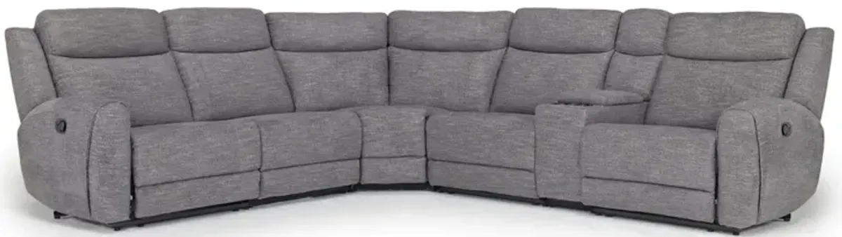 Mia 6 Piece Reclining Sectional w/ Armless Recliner in Gray