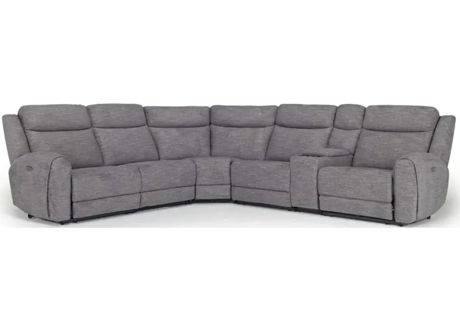 Mia 6 Piece 2 Power Sectional w/ 2 Power Armless Recliner in Gray