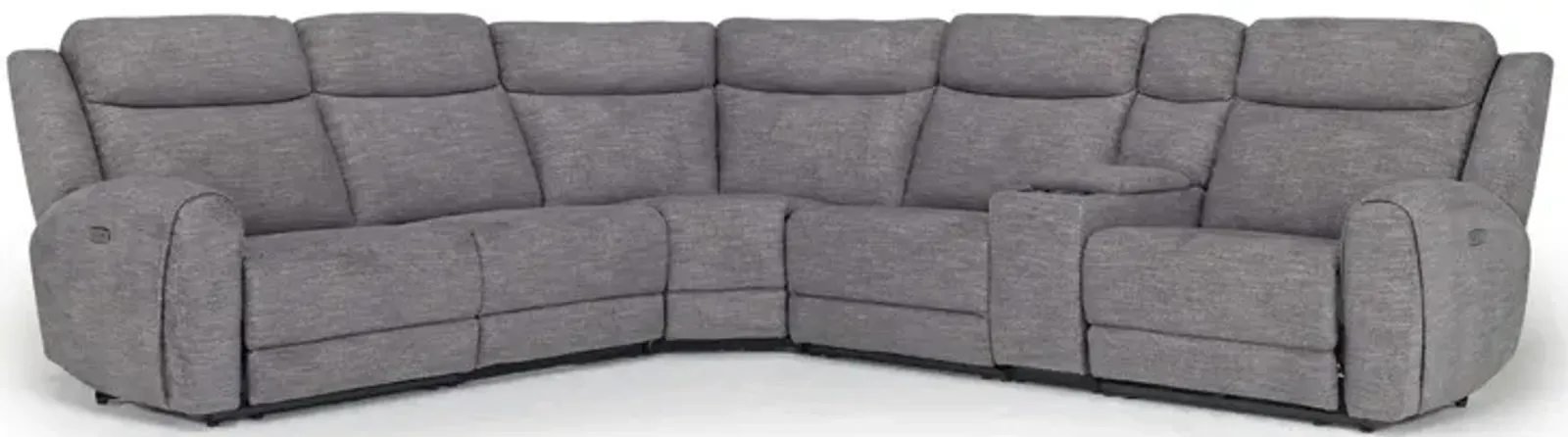 Mia 6 Piece 2 Power Sectional w/ 2 Power Armless Recliner in Gray