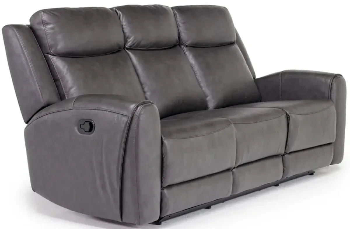 Mia Reclining Sofa & Console Loveseat in Impression Dark Gray Leather