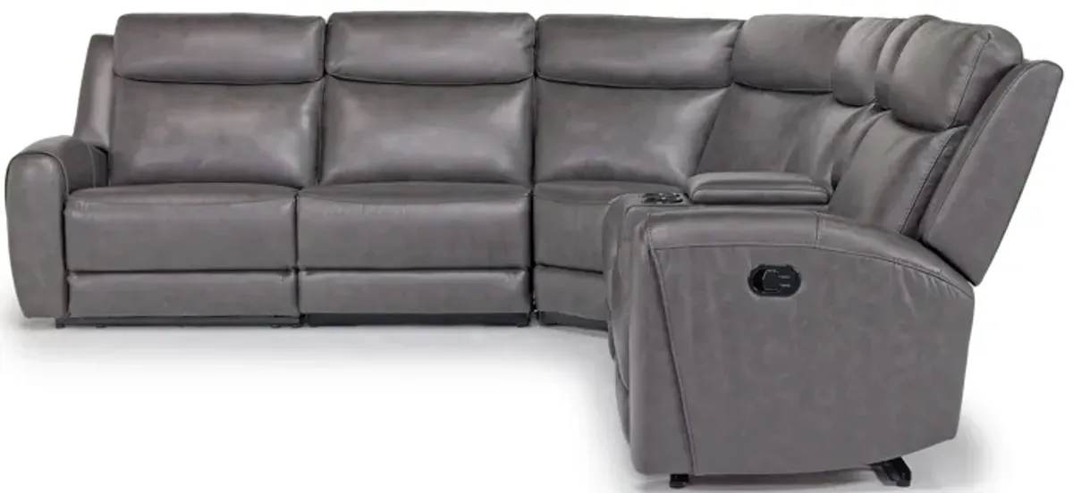 Mia 6 Piece Reclining Sectional in Impression Dark Gray Leather