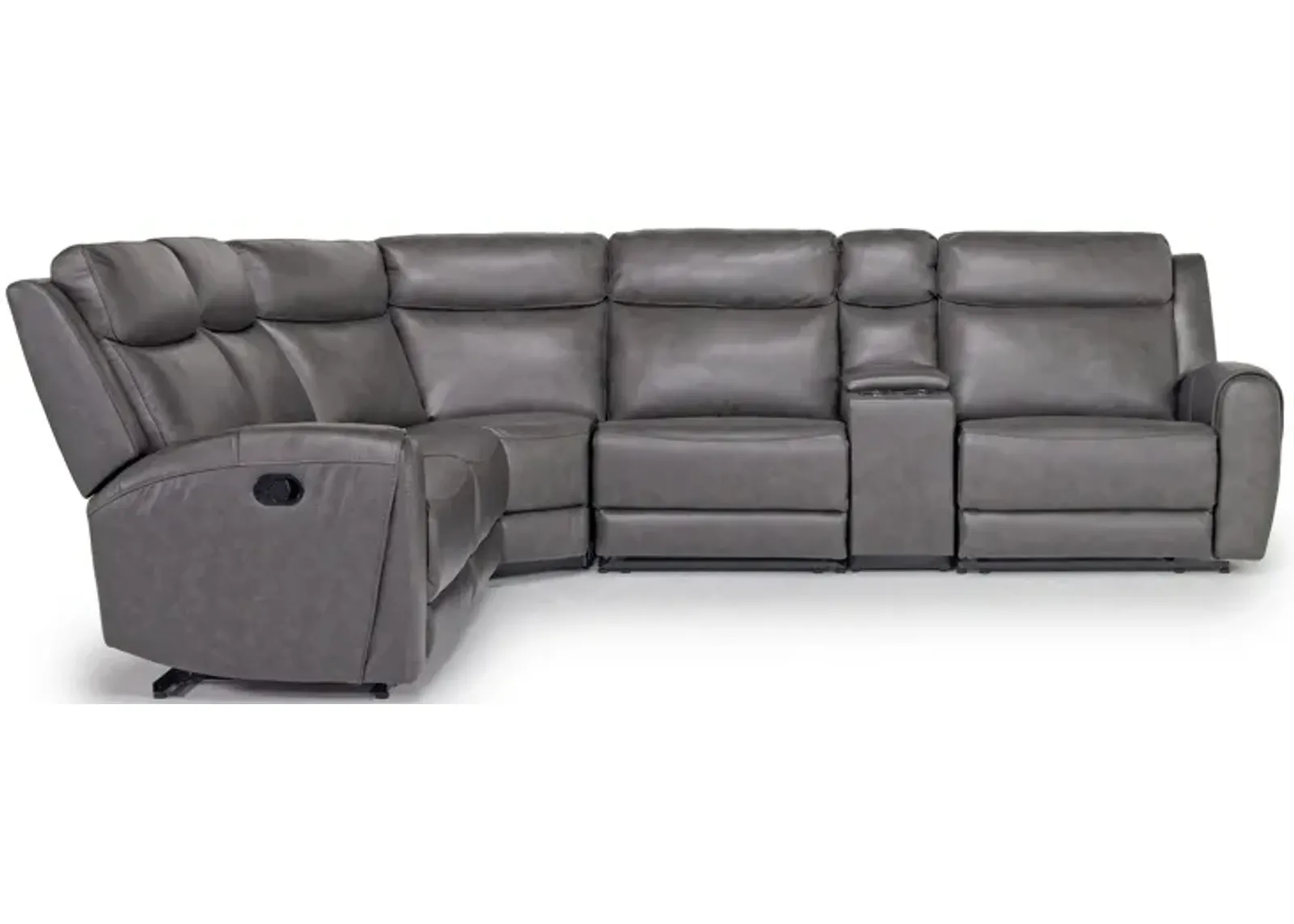 Mia 6 Piece Reclining Sectional w/ Armless Recliner in Impression Dark Gray