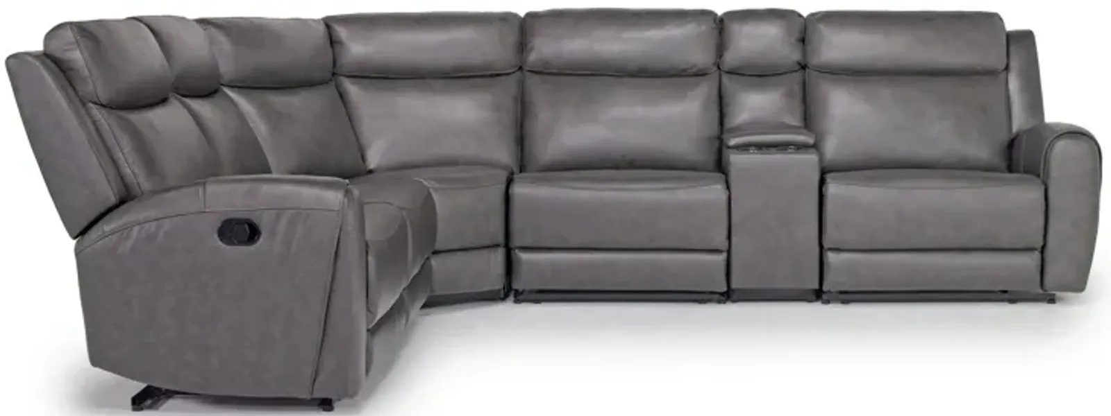 Mia 6 Piece Reclining Sectional w/ Armless Recliner in Impression Dark Gray