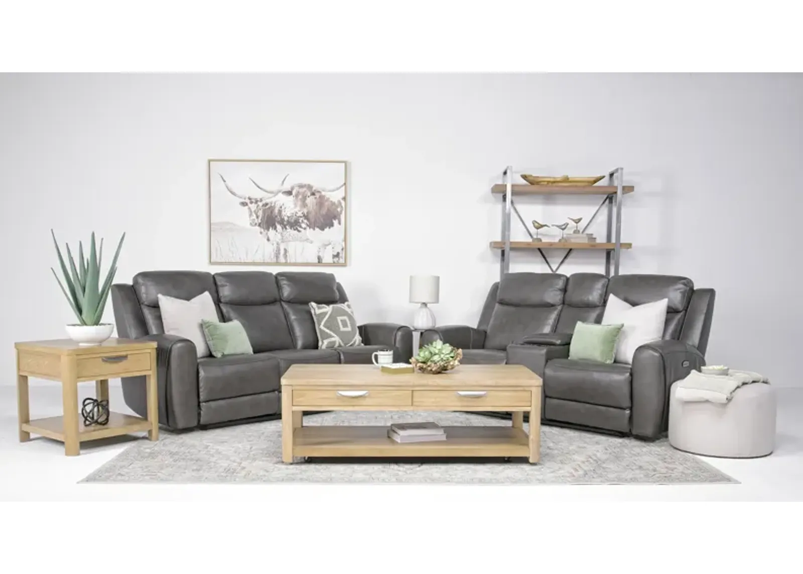 Mia 2 Power Sofa & Console Loveseat in Impression Dark Gray