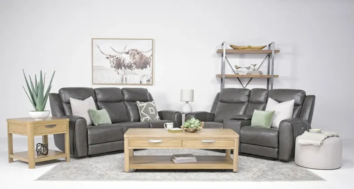 Mia 2 Power Sofa & Console Loveseat in Impression Dark Gray Leather