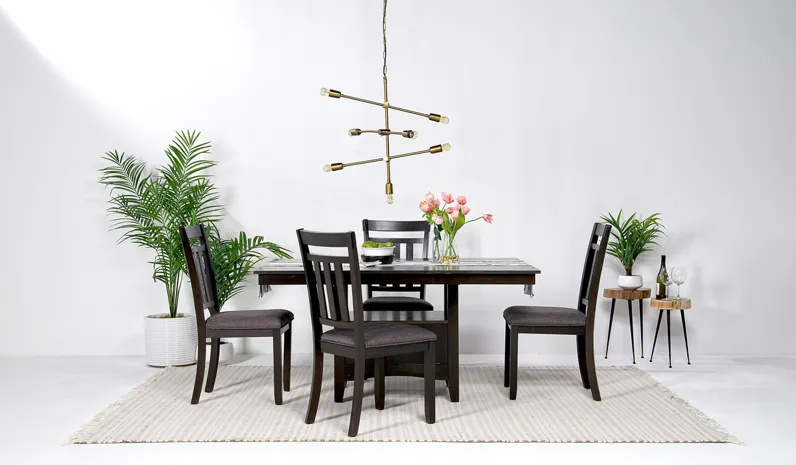 Miami Adjustable Dining Table & 4 Chairs in Brown