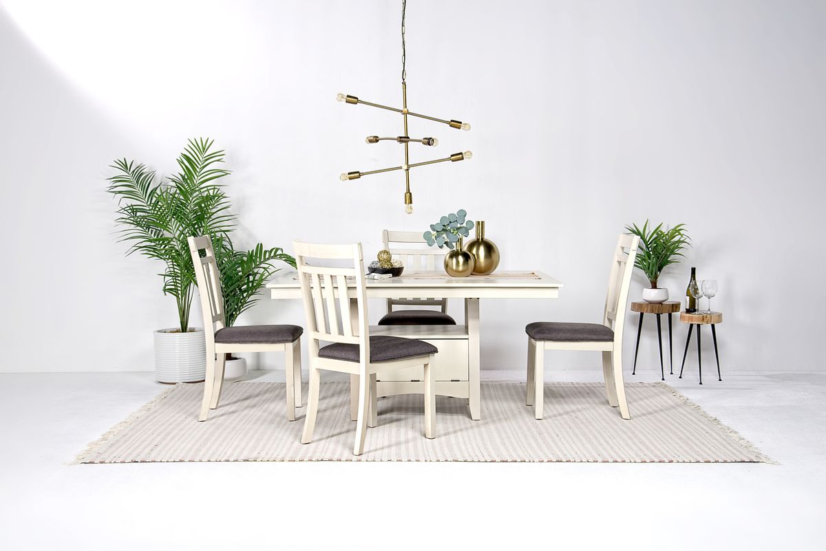 Miami Adjustable Dining Table & 4 Chairs in White