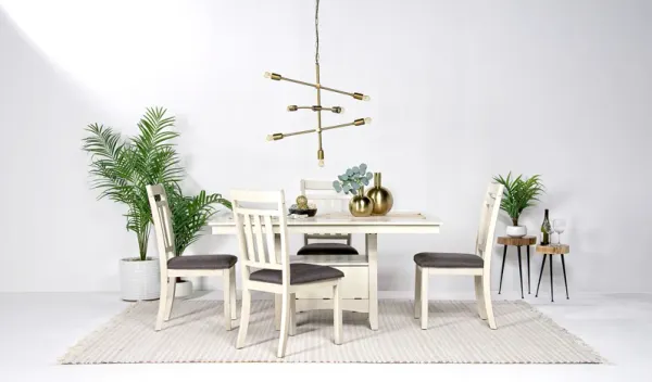 Miami Adjustable Dining Table & 4 Chairs in White