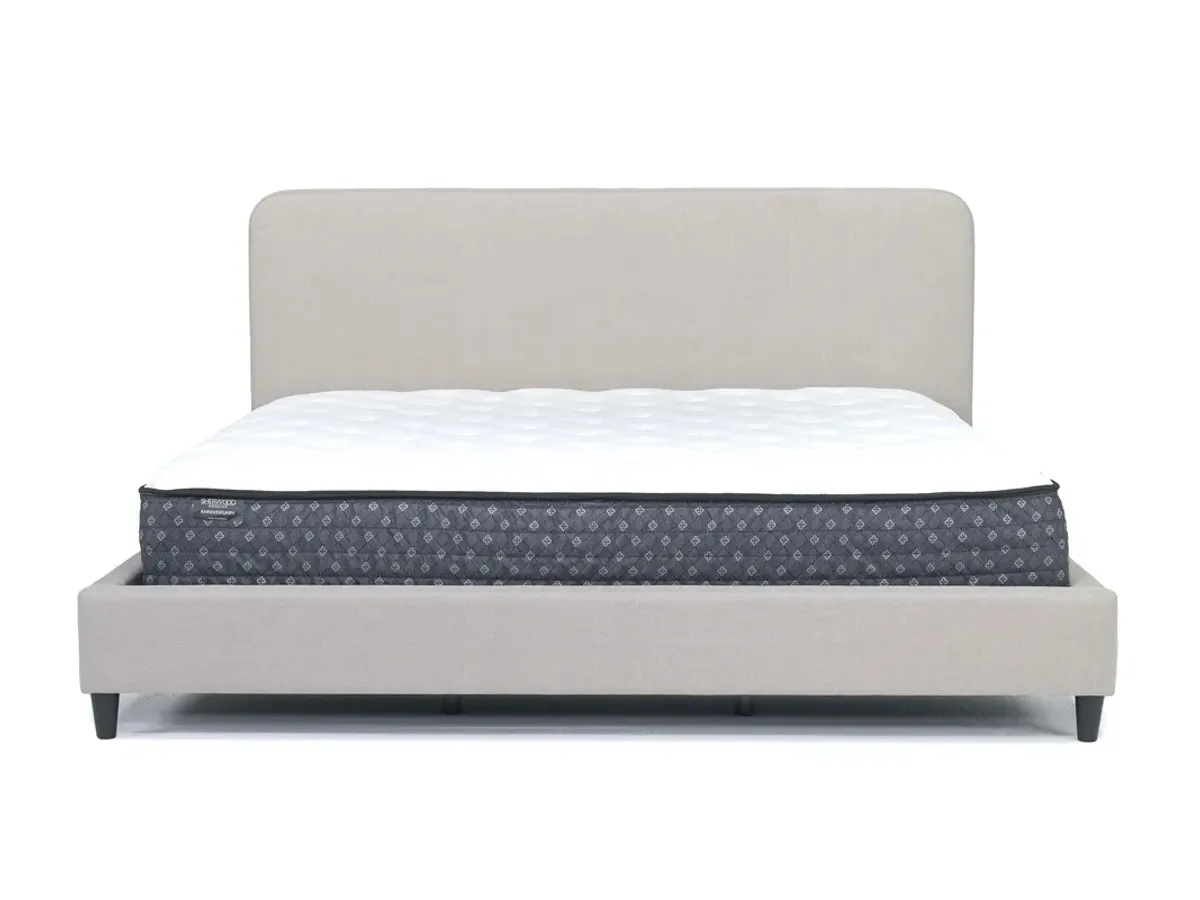 Modern Upholstered Panel Bed in Sand, Queen