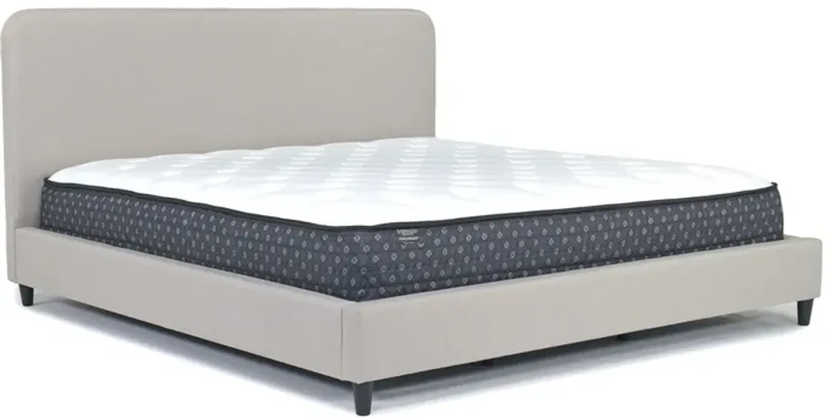 Modern Upholstered Panel Bed in Sand, Queen