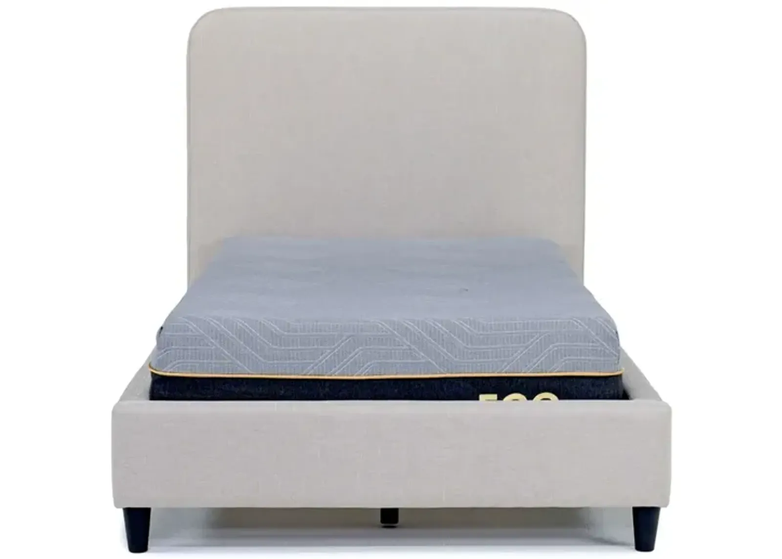 Modern Upholstered Panel Bed in Sand, Twin