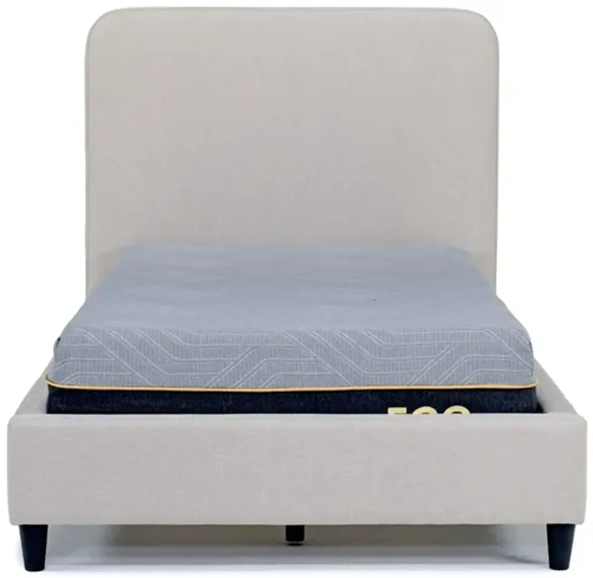 Modern Upholstered Panel Bed in Sand, Twin