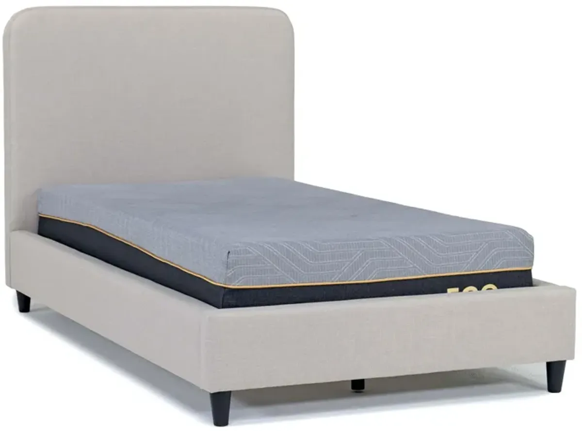 Modern Upholstered Panel Bed in Sand, Twin