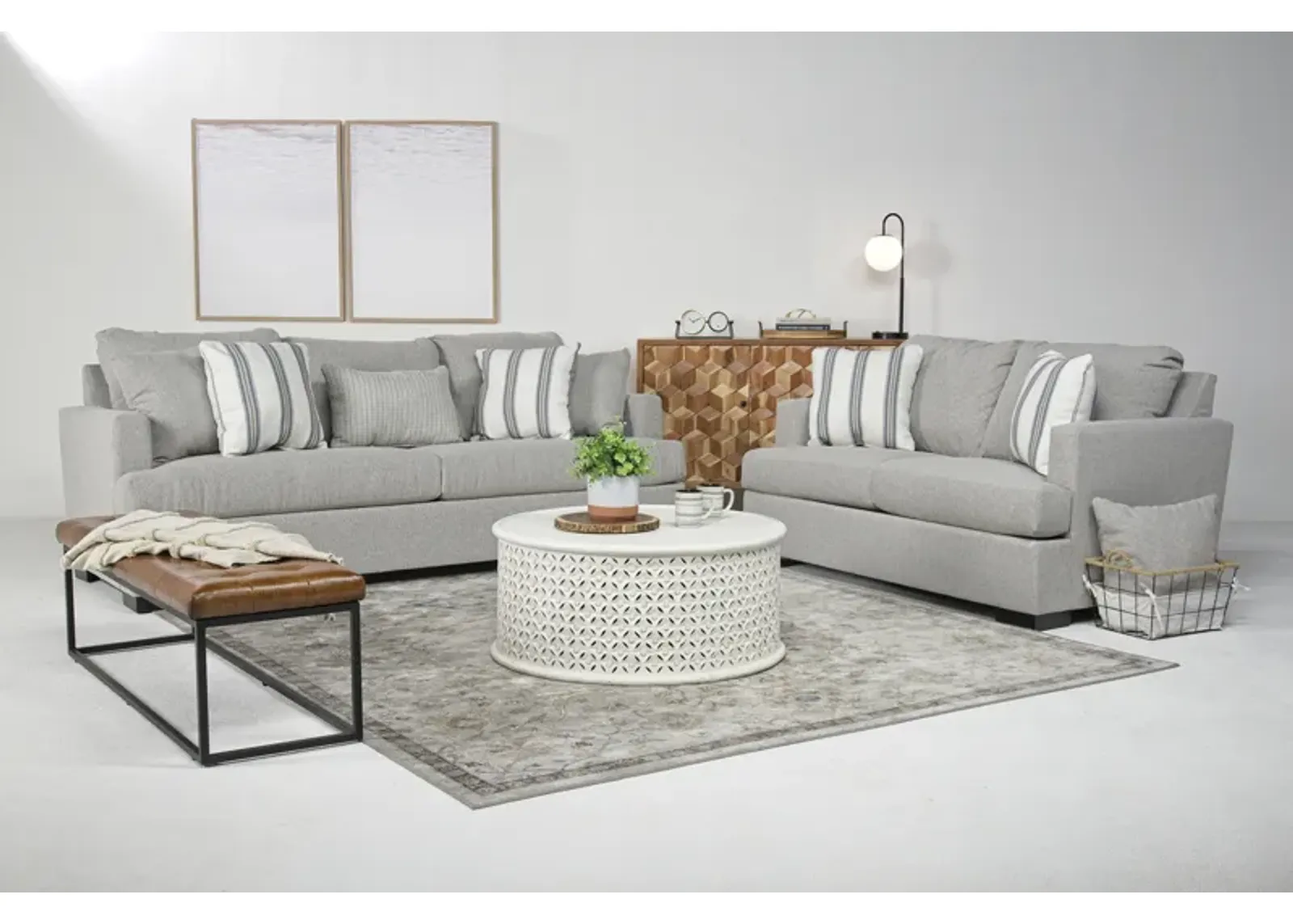 Monica Sofa & Loveseat in Hoffman Wheat, Gel