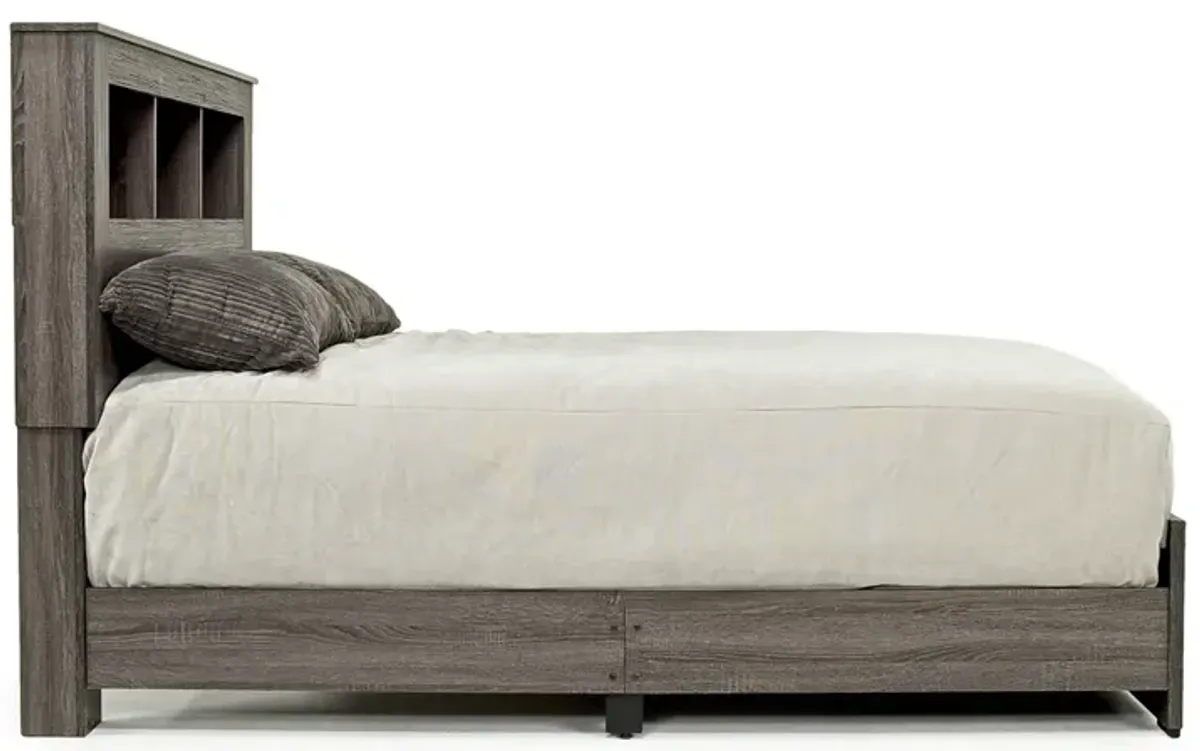 Naialyn Bookcase Bed w/ Storage in Gray, Queen