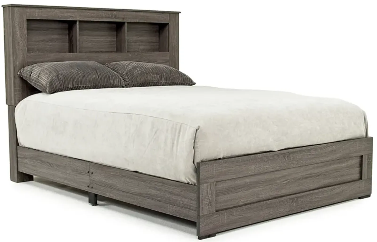 Naialyn Bookcase Bed w/ Storage in Gray, Queen