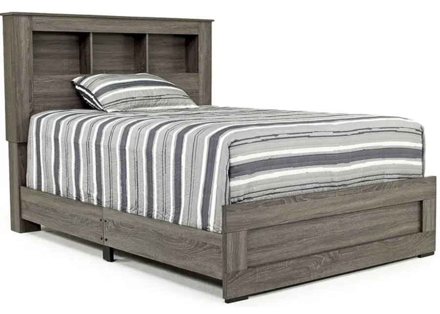 Naialyn Bookcase Bed w/ Storage in Gray, Full