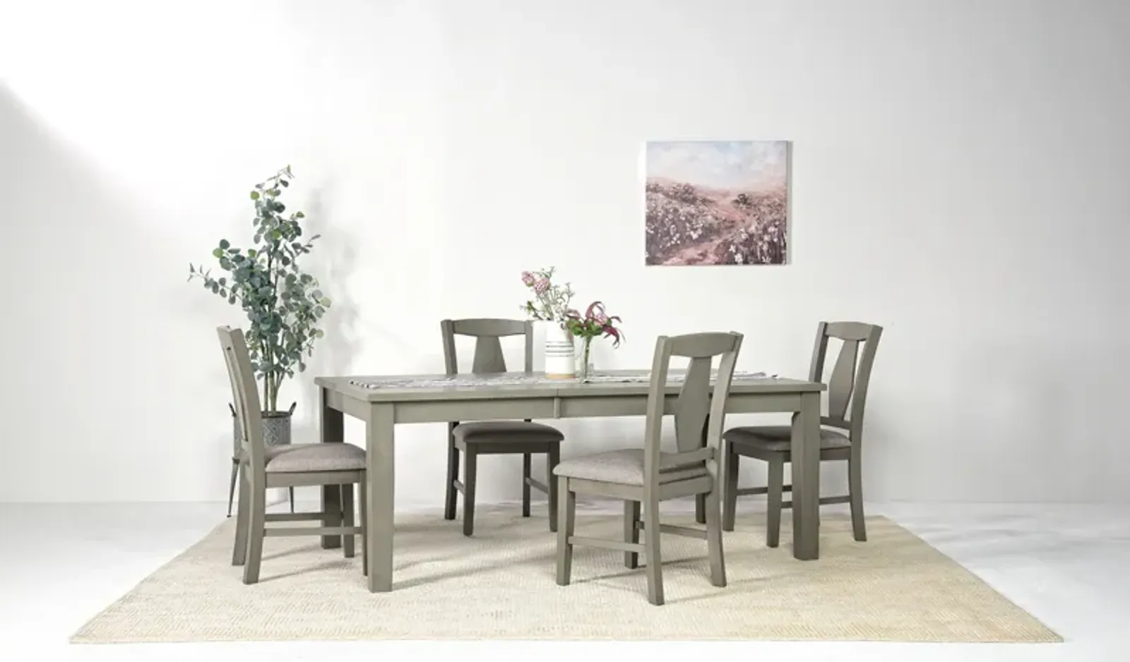 Napa Extendable Dining Table & 4 Chairs in Gray