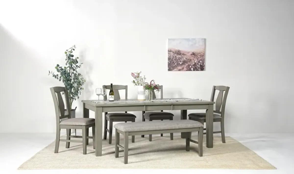 Napa Extendable Dining Table, 4 Chairs & Bench in Gray