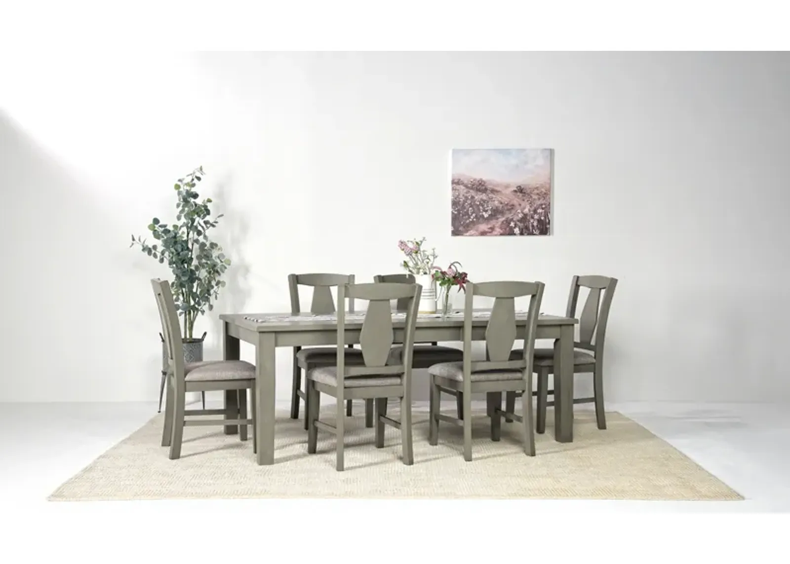 Napa Extendable Dining Table & 6 Chairs in Gray