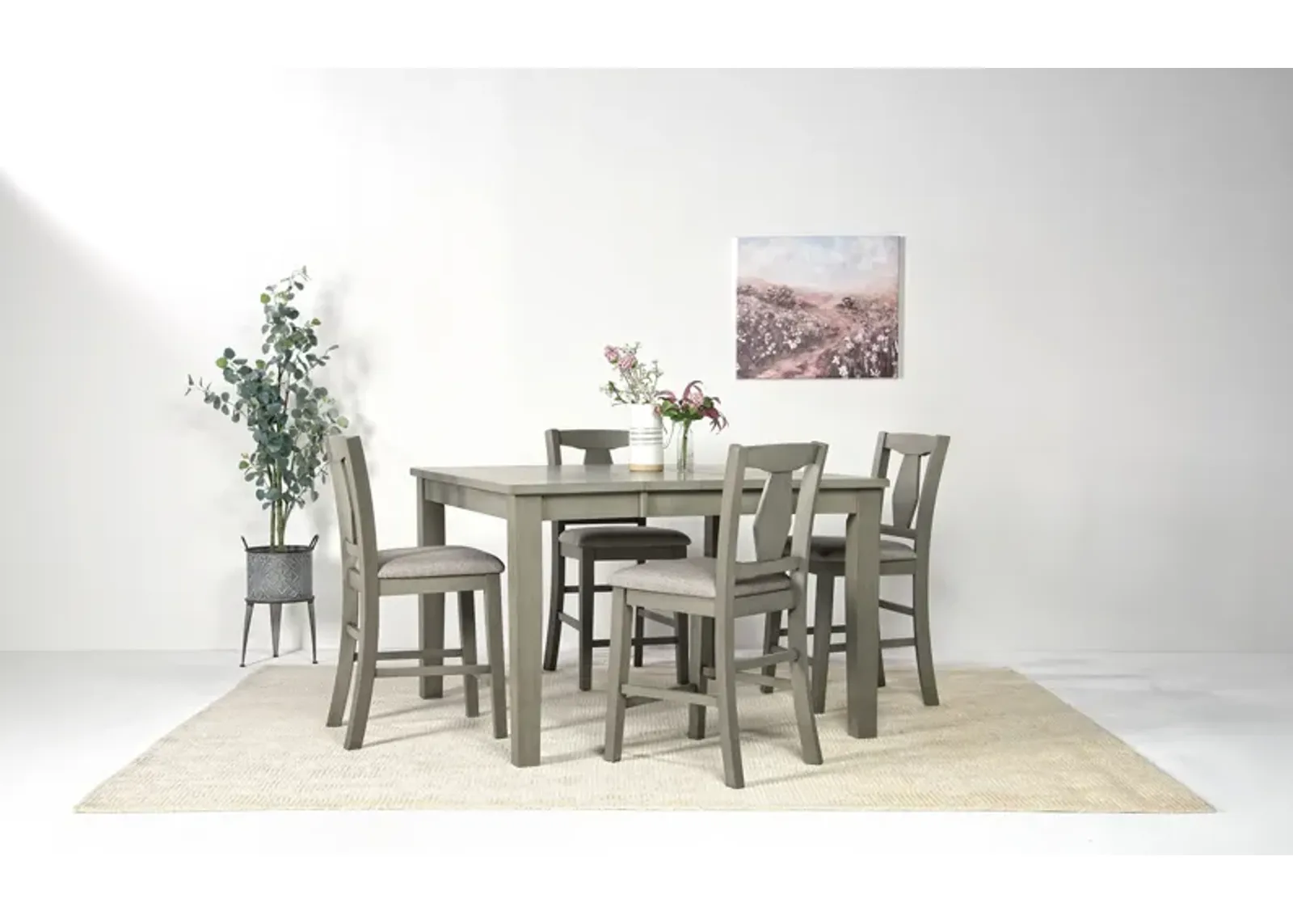 Napa Counter Height Extendable Dining Table & 4 Stools in Gray