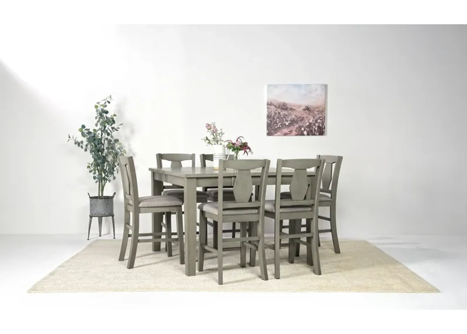 Napa Counter Height Extendable Dining Table & 6 Stools in Gray