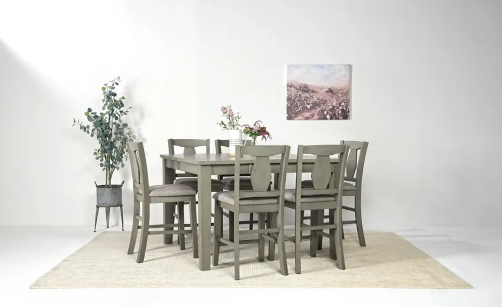 Napa Counter Height Extendable Dining Table & 6 Stools in Gray