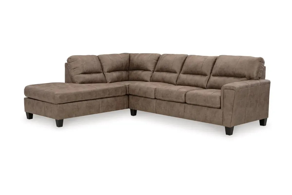 Navi Sofa Chaise Sectional in Fossil, Left Facing
