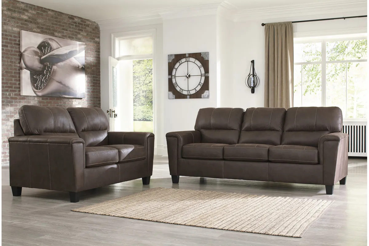 Navi Sofa & Loveseat in Chestnut