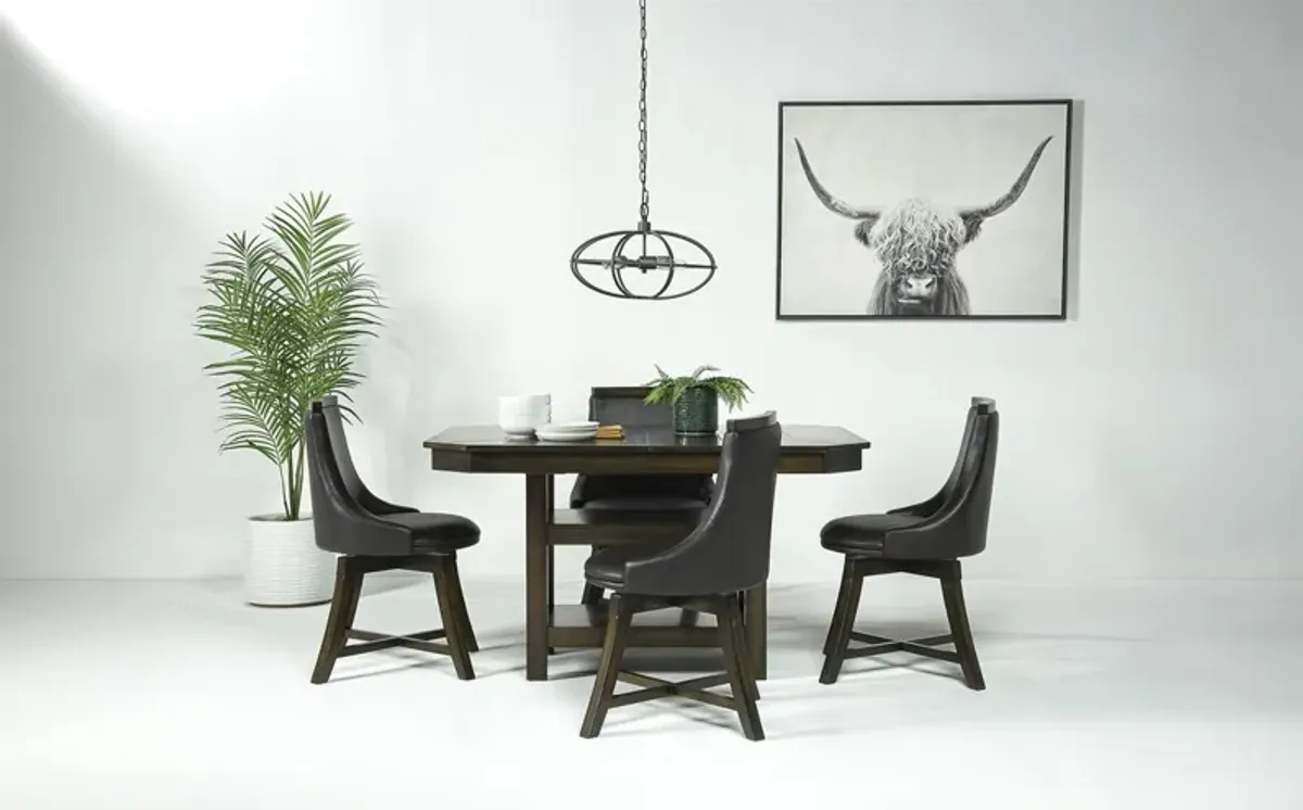 New Haven Adjustable Extendable Dining Table & 4 Chairs in Brown