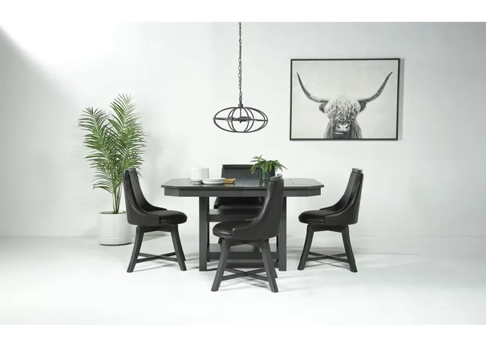 New Haven Adjustable Extendable Dining Table & 4 Chairs in Gray