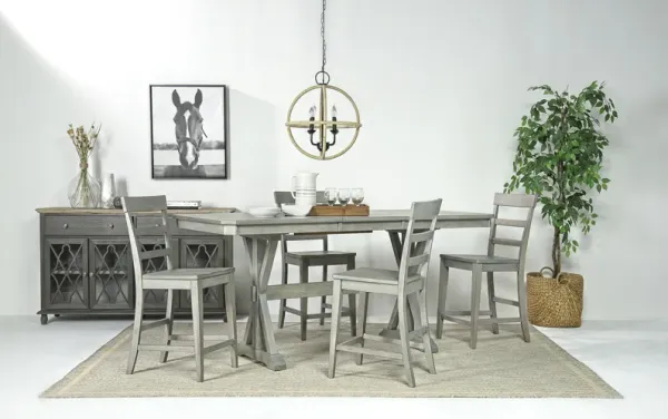 Newport Counter Height Extendable Dining Table & 4 Stools in Gray