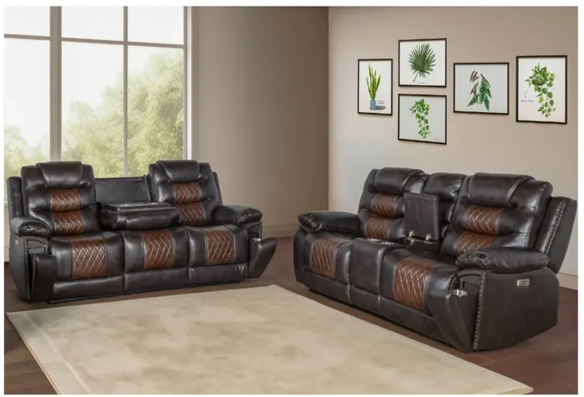 Nikko Reclining Sofa & Console Loveseat in Brown