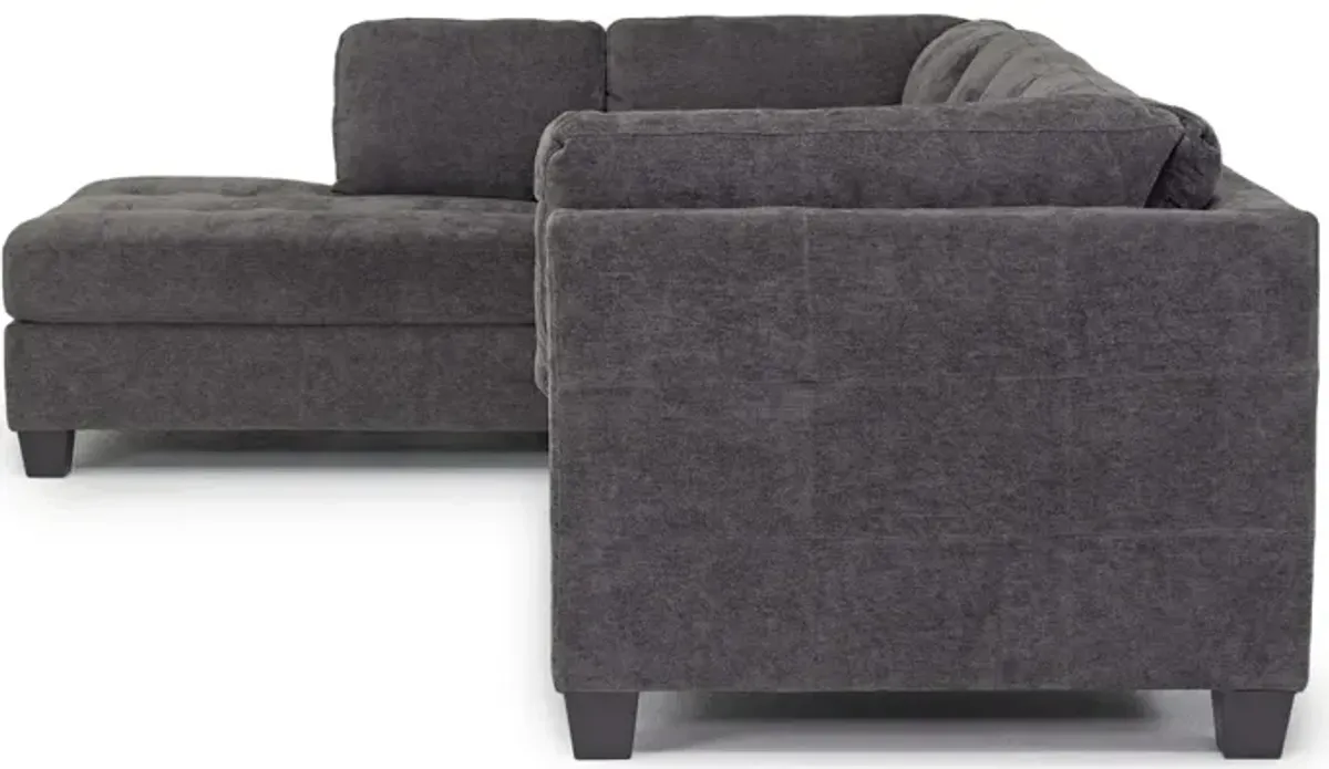 Noble Sofa Chaise Sectional in Parika Midnight, Left Facing