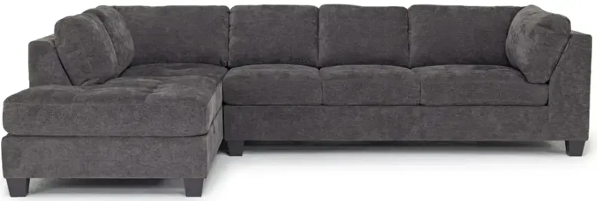 Noble Sofa Chaise Sectional in Parika Midnight, Left Facing