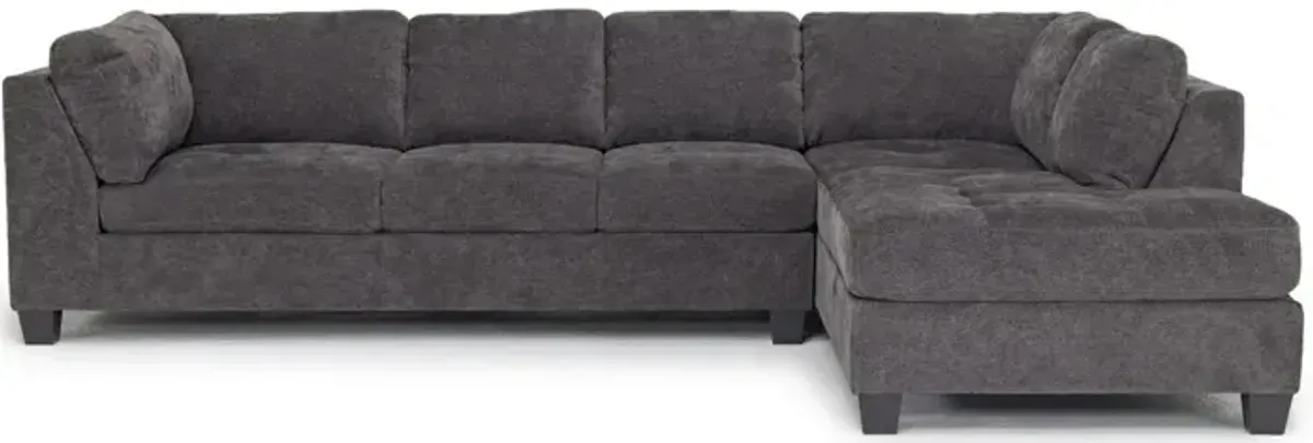 Noble Sofa Chaise Sectional in Parika Midnight, Right Facing