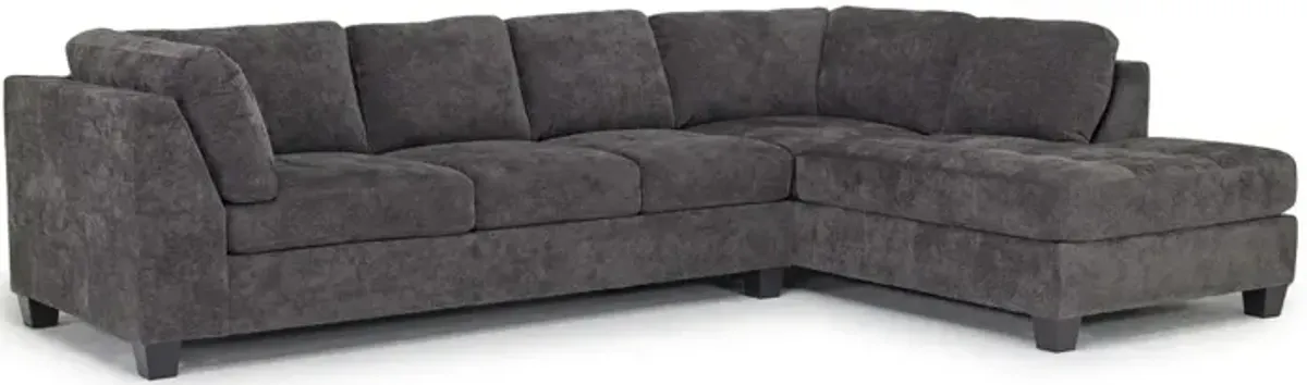 Noble Sofa Chaise Sectional in Parika Midnight, Right Facing