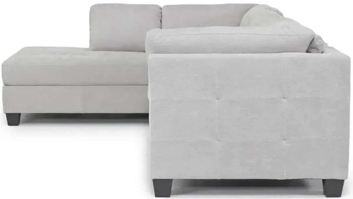 Noble Sofa Chaise Sectional in Parika Gray, Left Facing