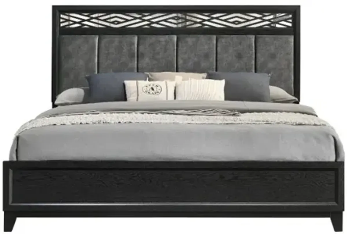 Obsidian Panel Bed in Black, Queen