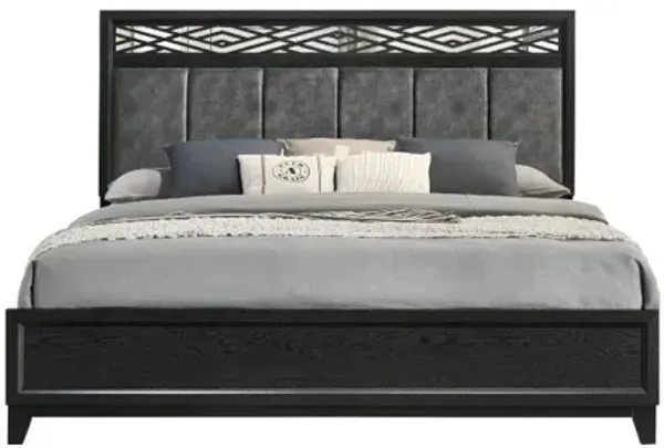 Obsidian Panel Bed in Black, Queen