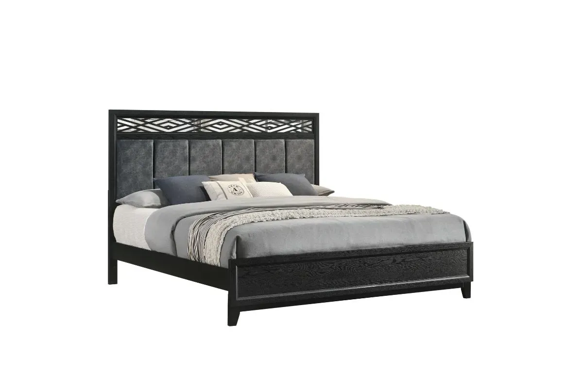 Obsidian Panel Bed in Black, Eastern King